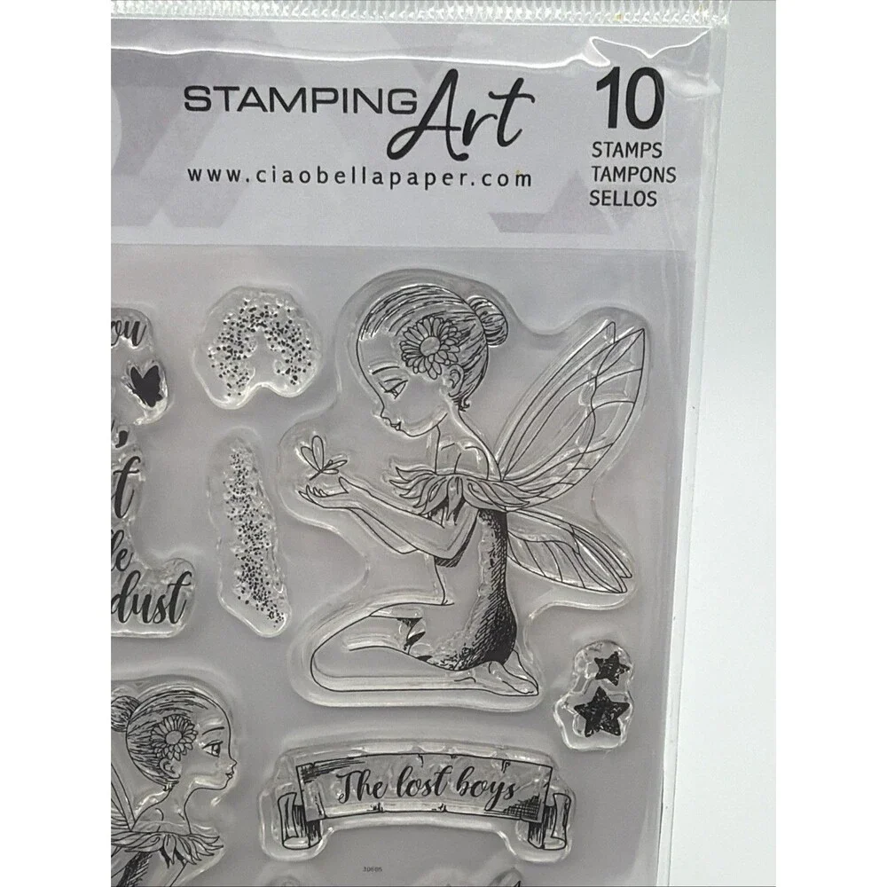 NEVERLAND Tinkerbell & Lost Boys CLEAR Rubber Stamps Set CIAO BELLA PS6015 New